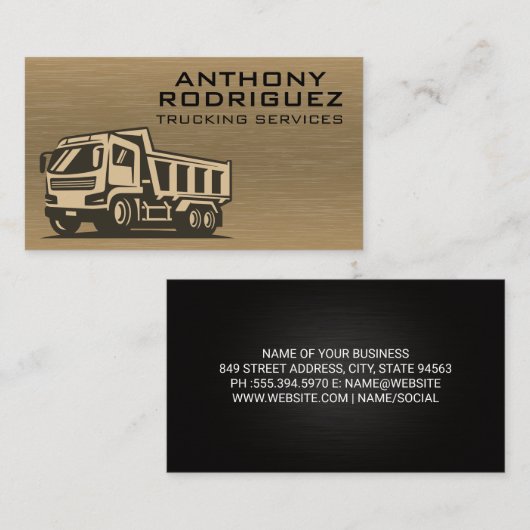 Dump Truck | Metaaltextuur Visitekaartje (Voorkant / Achterkant)