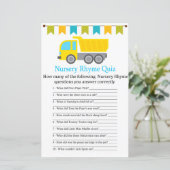 Dump truck Nursery Rhyme Quiz baby shower game (Staand voorkant)