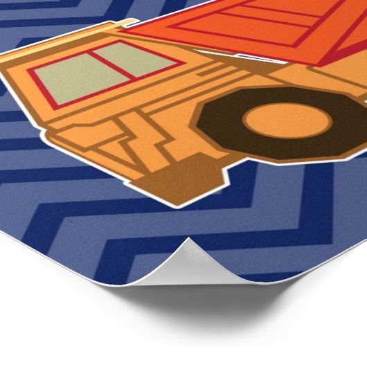 Dump Truck on zigzag chevron - Blue Poster (Hoek)