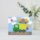 Dump Truck Party Invitation (gele vrachtwagen) Kaart (Staand voorkant)