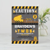 Dump Truck Party nodiging 2e verjaardag Kaart (Staand voorkant)