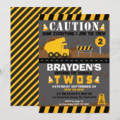 Dump Truck Party nodiging 2e verjaardag Kaart (Voorkant / Achterkant)