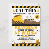 Dump Truck Party nodiging 2e verjaardag Kaart (Voorkant)