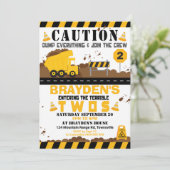 Dump Truck Party nodiging 2e verjaardag Kaart (Staand voorkant)