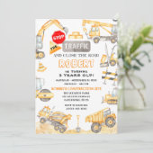 Dump Truck Party nodigt uit Kaart (Staand voorkant)