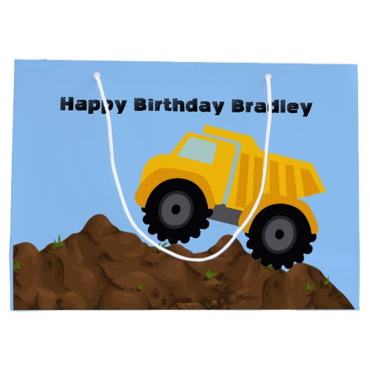 Dump Truck Personalized Birthday Groot Cadeauzakje (Achterkant)