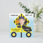 Dump Truck Photo Construction Birthday Invitation Kaart (Staand voorkant)