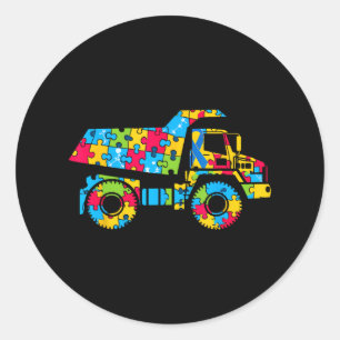 Dump Truck Puzzel Autisme Bewustzijn Autistische V Ronde Sticker