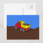 Dump Truck Red en Yellow Cartoon Art Briefkaart (Voorkant / Achterkant)