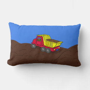 Dump Truck Red en Yellow Cartoon Art Kussen