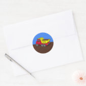 Dump Truck Red en Yellow Cartoon Art Ronde Sticker (Envelop)