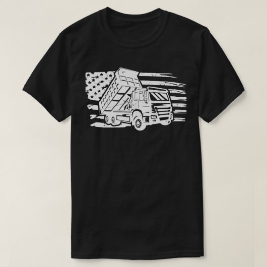 Dump Truck Retro America Flag  Constructie T-shirt (Design voorkant)
