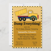 Dump Truck Thema Baby shower Uitnodiging (Voorkant)