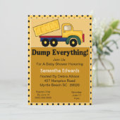 Dump Truck Thema Baby shower Uitnodiging (Staand voorkant)