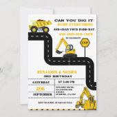 Dump Truck Twin Boy Bouwjaar Verjaardag Kaart (Voorkant)