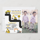Dump Truck Twin Boy Bouwjaar Verjaardag Kaart (Voorkant)