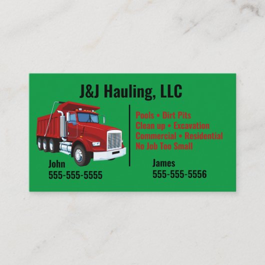 Dump Truck Visitekaartje (Voorkant)