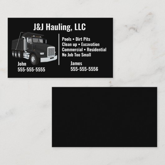 Dump Truck Visitekaartje (Voorkant / Achterkant)