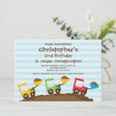 Dump Trucks boys Birthday Party Invitations Kaart (Staand voorkant)
