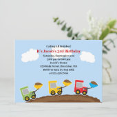 Dump Trucks Constructies Verjaardag Uitnodiging (Staand voorkant)