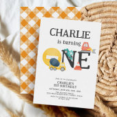 Dump Trucks Construction Party Boy 1st Birthday Kaart