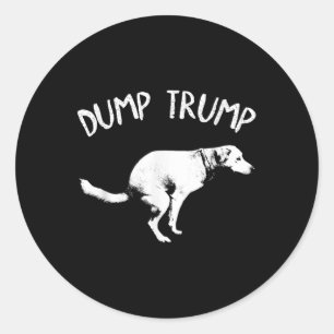 Dump Trump Dog Pooping Ronde Sticker