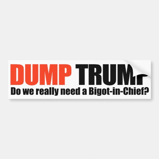 DUMP TRUMP - Hebben we een bigot-in-chief nodig -. Bumpersticker (Voorkant)