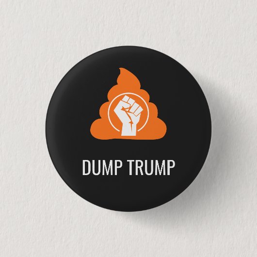DUMP TRUMP T-shirt Ronde Button 3,2 Cm (Voorkant)