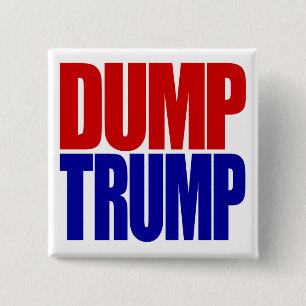 "DUMP TRUMP" VIERKANTE BUTTON 5,1 CM