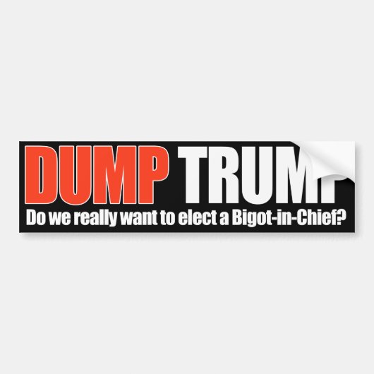 DUMP TRUMP - Willen we echt een Bigot-in-Chief - Bumpersticker (Voorkant)
