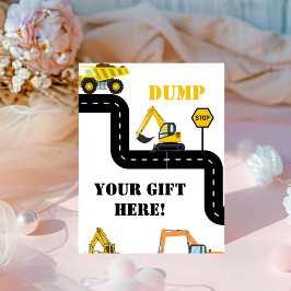 Dump uw cadeau hier constructie dump vrachtwagen p reclamebord met voetstuk