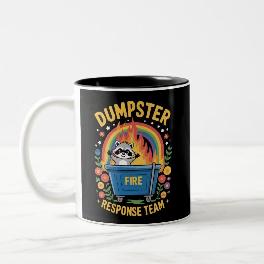 Dumpenvuur Reactieteam Sarcastische Meme Grappig Tweekleurige Koffiemok (Links)
