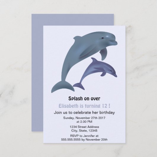Dumping dolphins illustratie verjaardagsfeest kaart (Voorkant / Achterkant)
