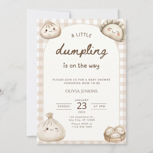 Dumpling Baby Shower Invitation Little Dumpling Kaart (Voorkant)