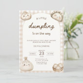 Dumpling Baby Shower Invitation Little Dumpling Kaart (Staand voorkant)