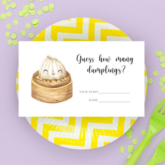 Dumpling baby shower - raad eens hoeveel dumplings informatiekaartje