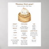 Dumpling eerste verjaardag mijlpaal verjaardag poster (Voorkant)