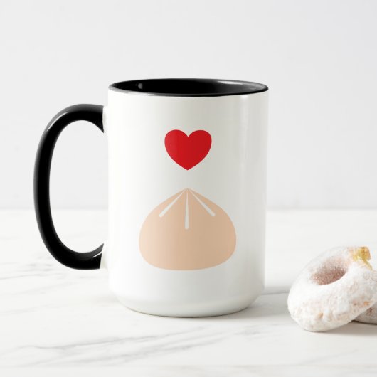Dumpling Love Black 15oz. Mok (Met donut)