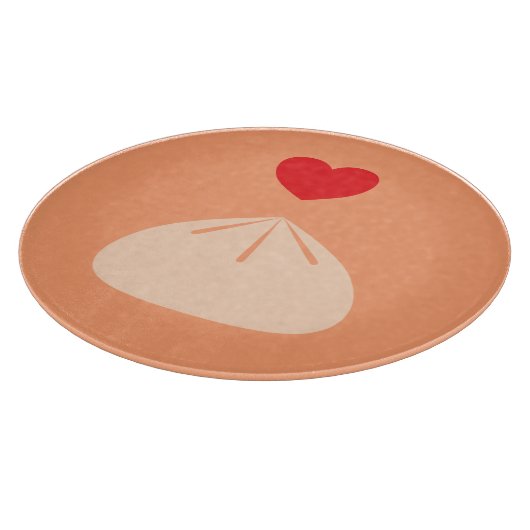 Dumpling Love Cantaloupe Glass Cutting Board Snijplank (Hoek)