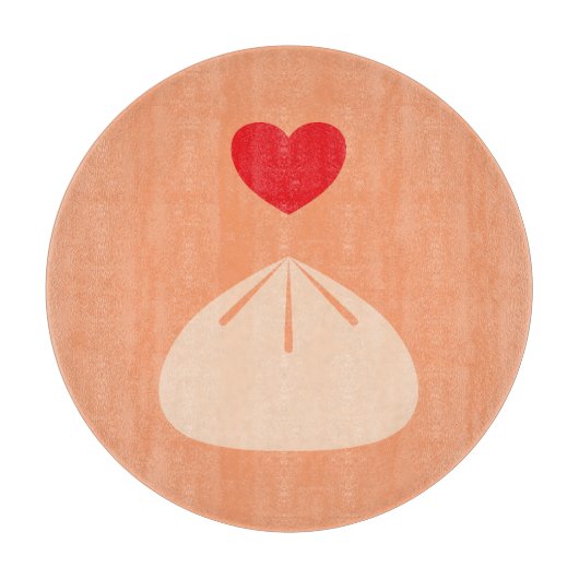 Dumpling Love Cantaloupe Glass Cutting Board Snijplank (Voorkant)