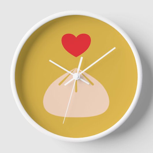 Dumpling Love Longan Wood Framed Clock (Voorkant)