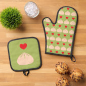 Dumpling Love Matcha Ovenwant & Pannenlap Set (Top down)