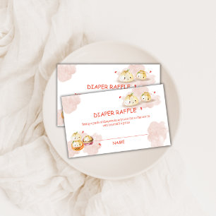Dumpling Mushroom Luier Raffle Baby shower Informatiekaartje