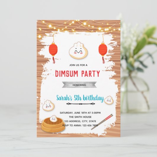 Dumpling party uitnodiging (Staand voorkant)