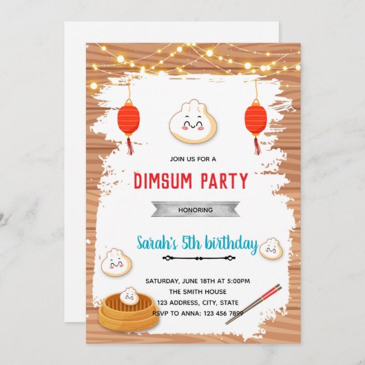 Dumpling party uitnodiging (Voorkant / Achterkant)