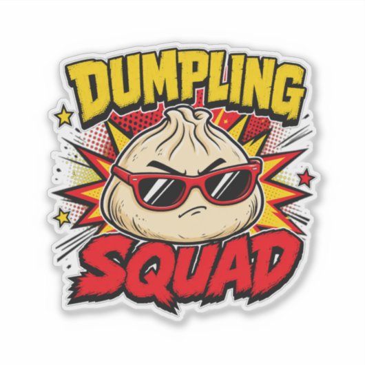 Dumpling Squad Retro Comic Pop Art Foodie Dim Sum Sticker (Voorkant)