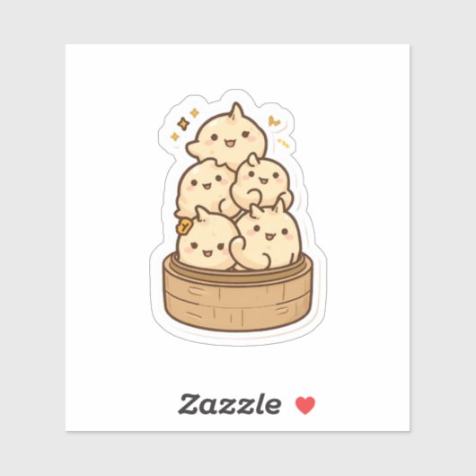 Dumpling Toren Sticker – Kawaii Stoombun Feestje  (Vel)