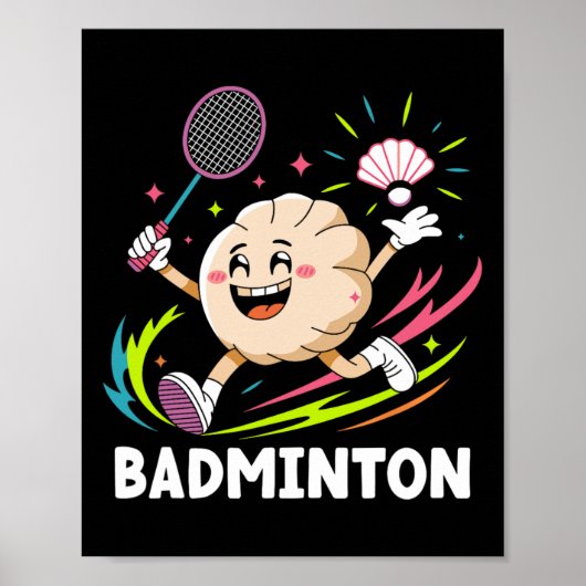 Dumplings Play Badminton Chopstick Wrap Cuisine SP Poster (Voorkant)