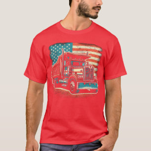 Dumpruck-bestuurder Amerikaanse vlag vrachtwagen V T-shirt