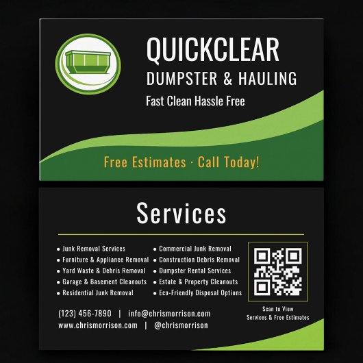 Dumpster and Hauling Professional QR Code Visitekaartje